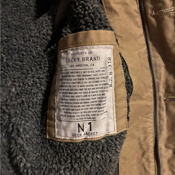 Lucky Brand Brown N-1 Deck Jacket with Black Collar - Picture 4 of 7